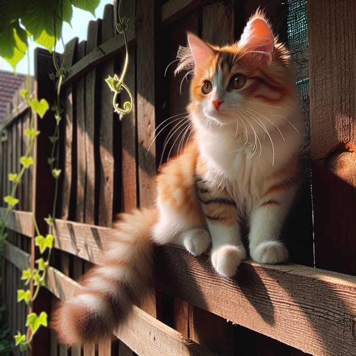 Adorable Tabby Cat Sitting in Bright Afternoon Sunshine