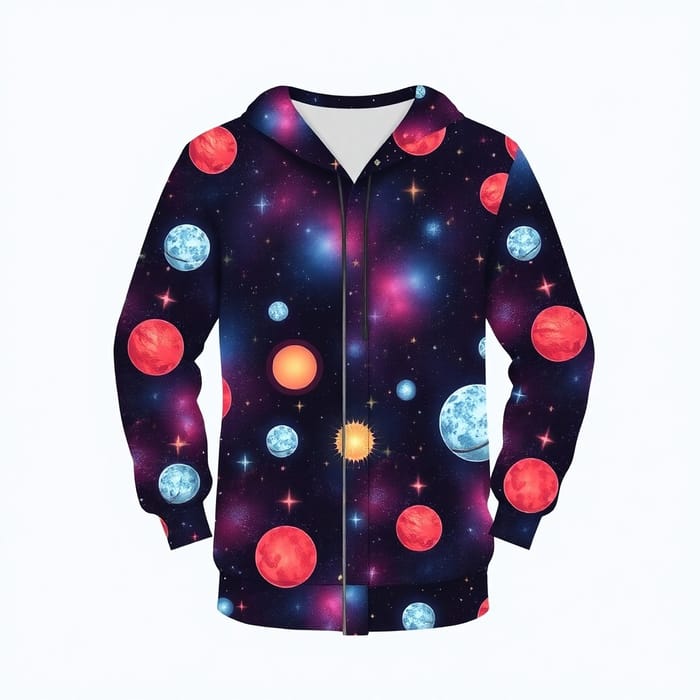 Space Galaxy Clothing Pattern with Stars & Planets