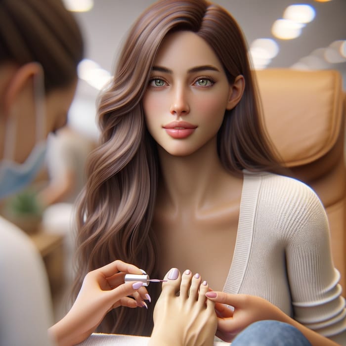 Young Woman Having Manicure & Pedicure in Indoor Setting