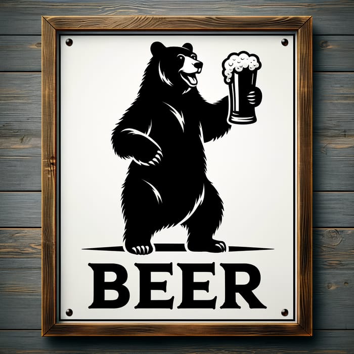 Playful Bear Silhouette Bar Sign Art