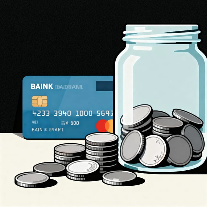 Simple Flat Shape Bank Card and Coins Simple Flat Shape Bank Card and Coins
