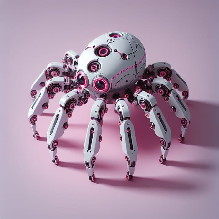 White Robotic Spider with Pink Accents