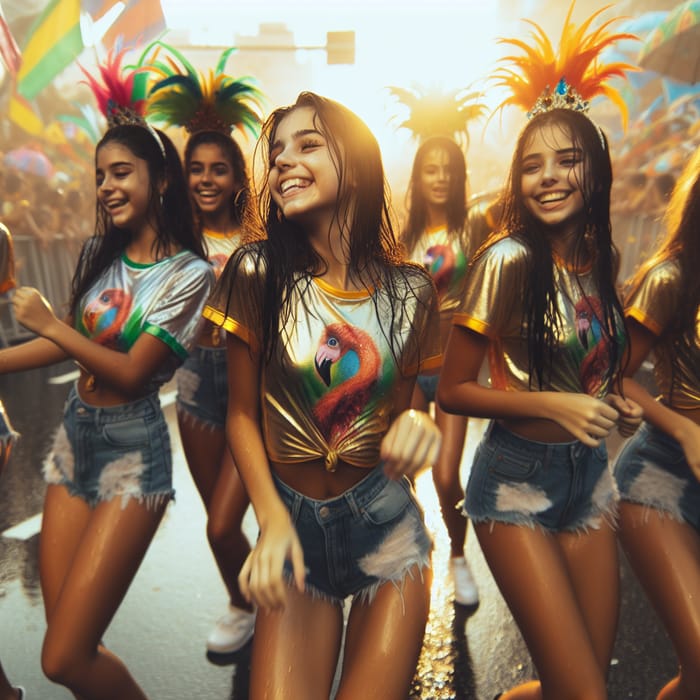 Vibrant Carnival Girls: Colorful Costumes & Joyful Energy