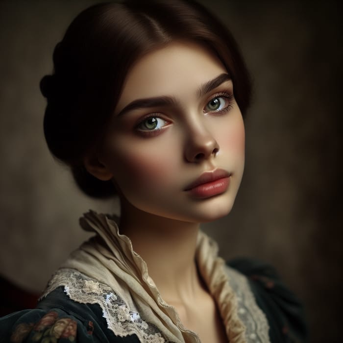 Victorian Elegant Woman Portrait: Timeless Beauty in Soft Light