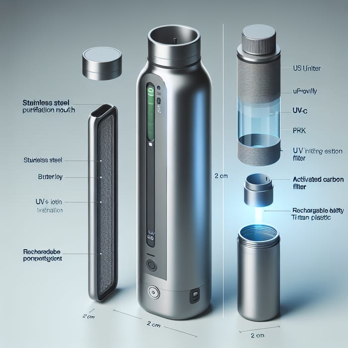 Sleek Modern Water Bottle with UV-C Purification