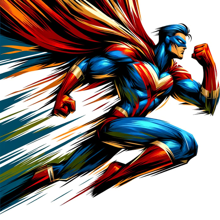 Heroic Superhero in Bold Action Pose - Vibrant Colors & Strength