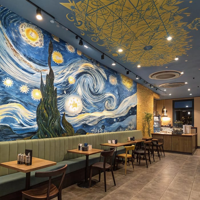 Cafe Decor Inspired by Van Gogh's Starry Night