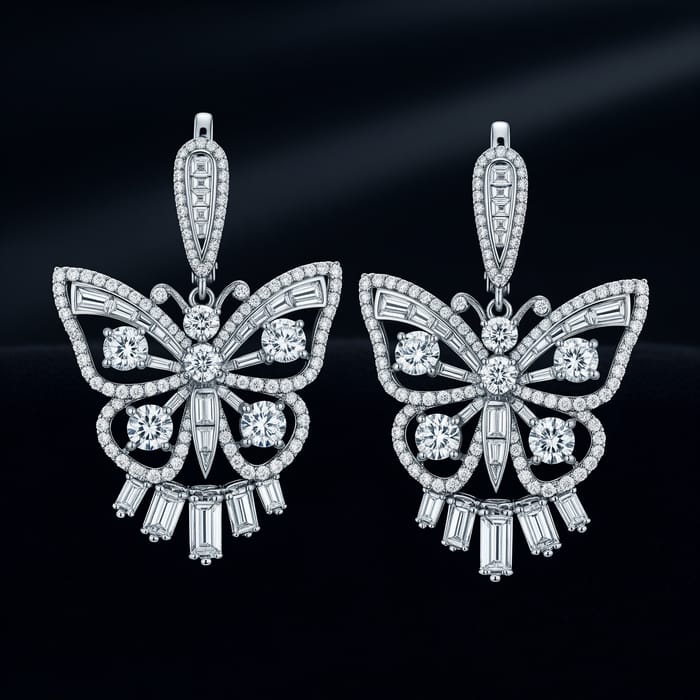 Luxury Butterfly Diamond Earrings - Elegant Jewelry Luxury Butterfly Diamond Earrings - Elegant Jewelry