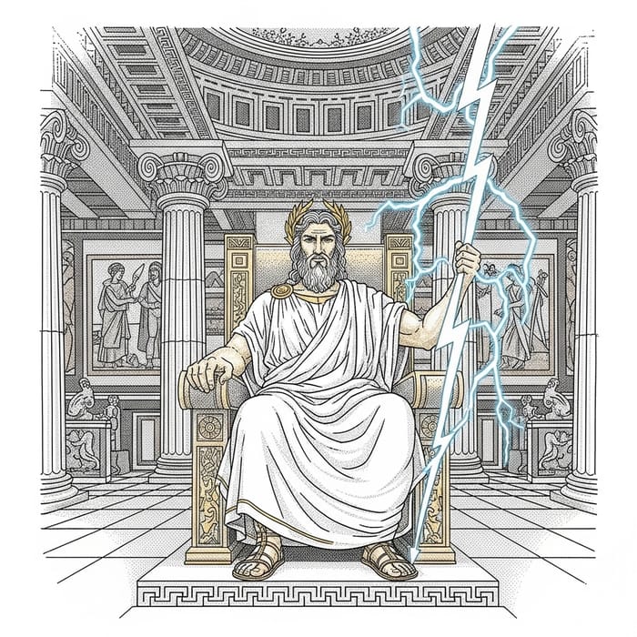 Zeus on Throne with Lightning Bolt - Pixel Art Zeus on Throne with Lightning Bolt - Pixel Art