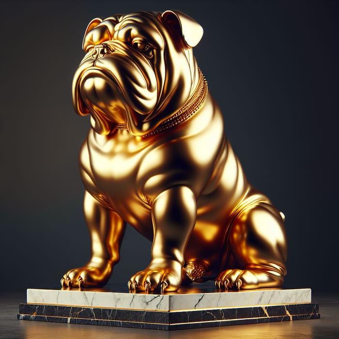 Majestic Bulldog Gold Statue - Masterful Sculpture