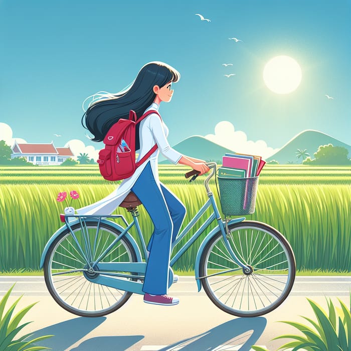 Lan Rides Her Bike to School in Vietnam