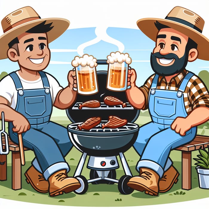 Cartoon Hillbillies Enjoy BBQing on Modern Pellet Grill