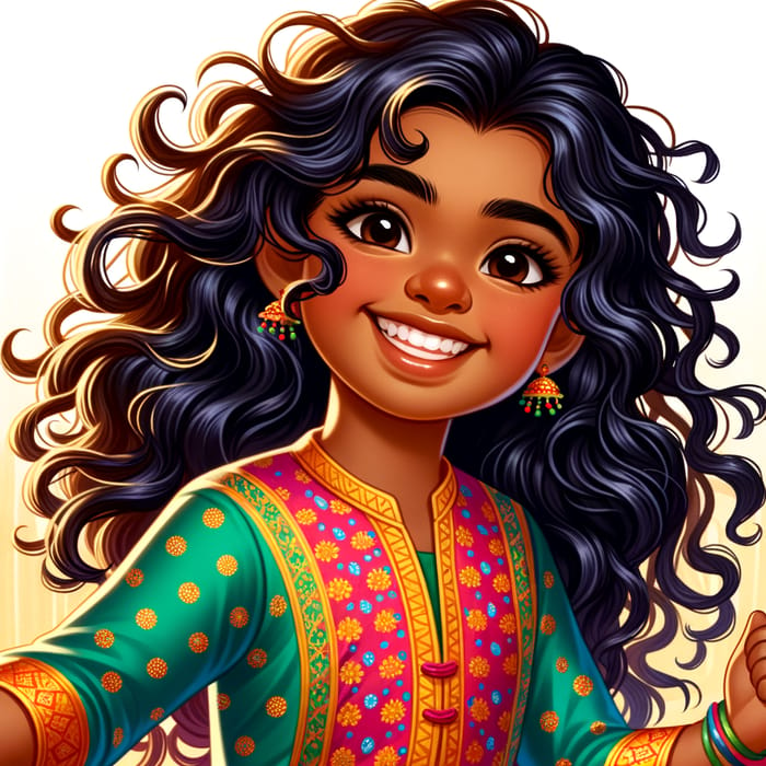 Indian Boy | Dark Skin | Curly Hair | Vibrant Traditional Attire