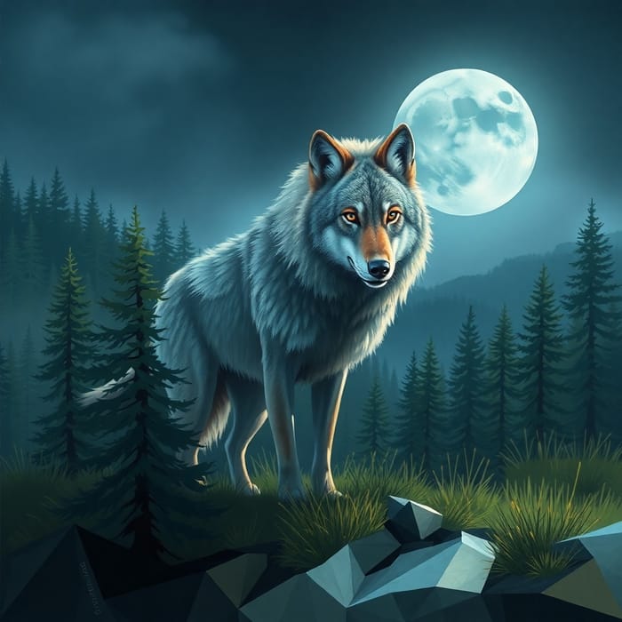 Semi Geometric Wolf Art | Unique Design