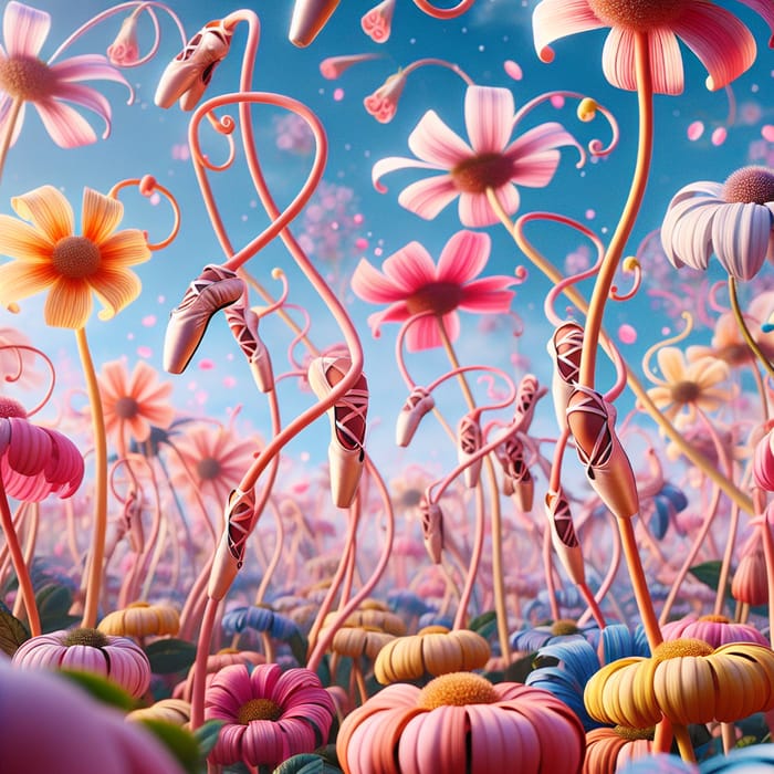 Whimsical Dance of Joy: Ballet Flowers in Enchanting Garden