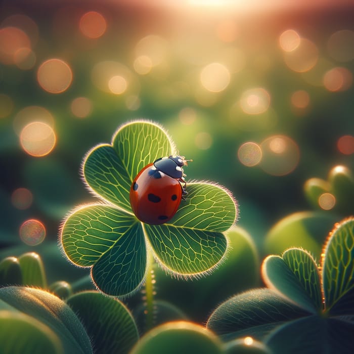 Ladybug on Clover - Beautiful Nature Scene