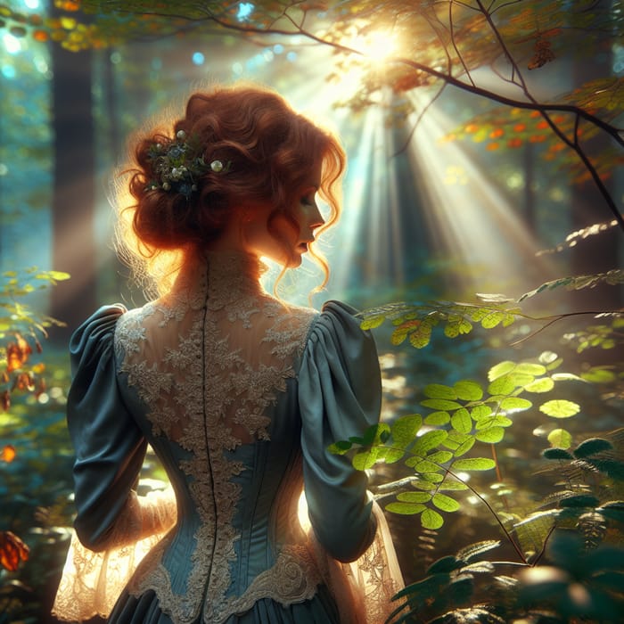 Beautiful Woman in Enchanted Forest - Serenity and Grace