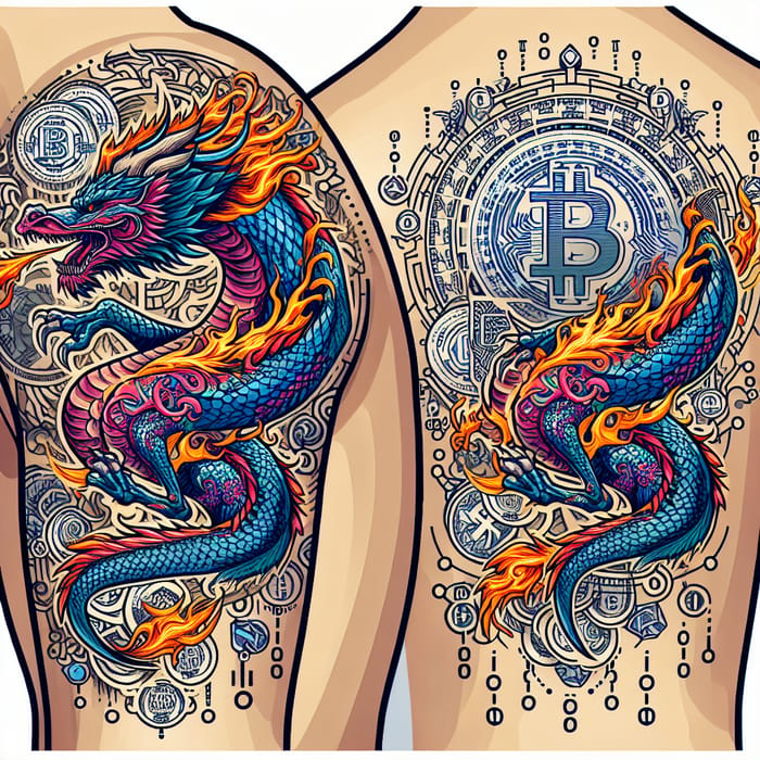 Intricate Dragon & Crypto Deltoid Tattoo Design