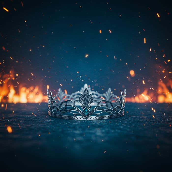 Mystical Fantasy Image with Silver Crown and Stars Mystical Fantasy Image with Silver Crown and Stars