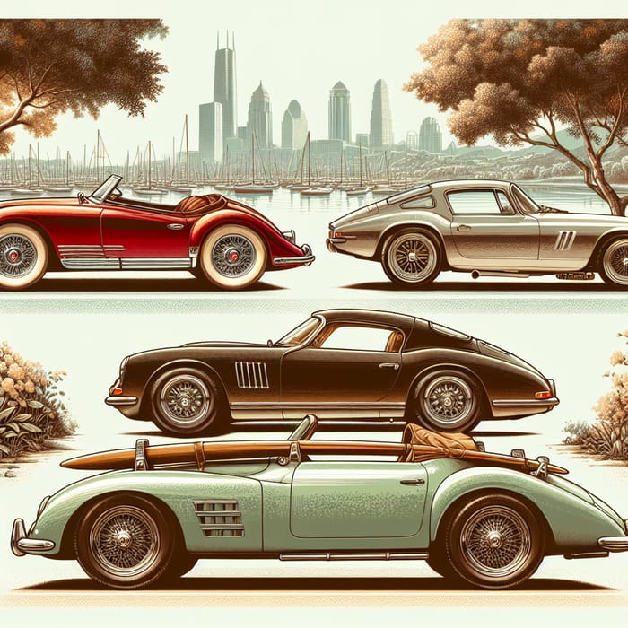 Vintage Red, Modern Black & Classic Mint Green Cars