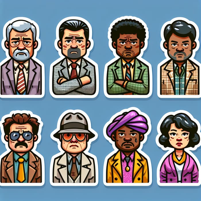 Sticker-Style Characters from 1990 Movie Nice Guys