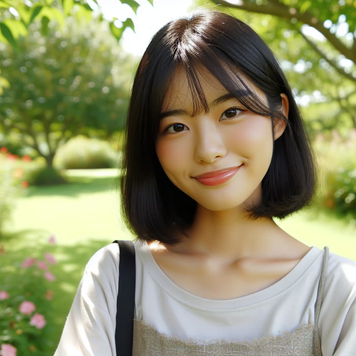 Serene 20-Year-Old Female Embracing Nature in a Park