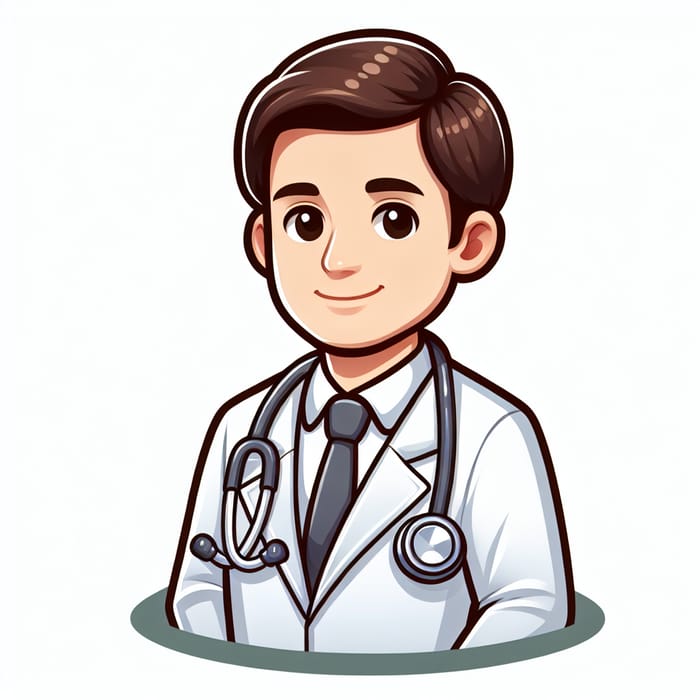 Friendly Middle-Aged Caucasian Doctor Cartoon Illustration