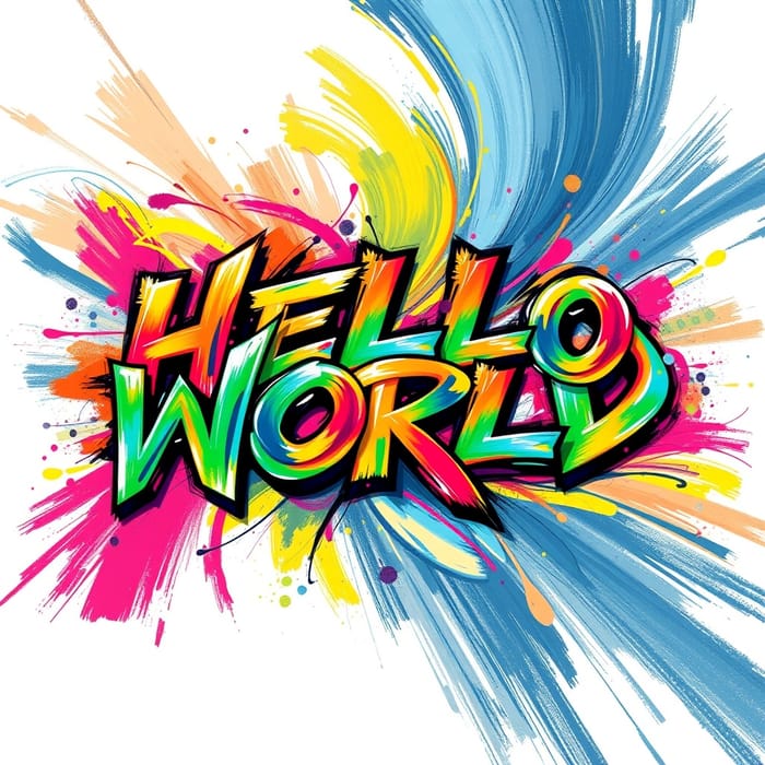 Vibrant Graffiti Art - Hello World Design