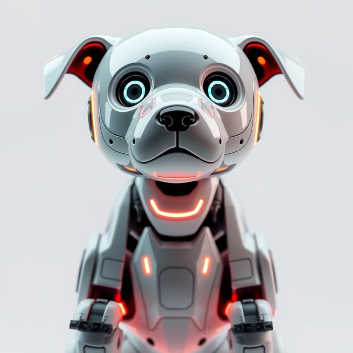 Sleek Robotic Dog with Neon Glowing Eyes