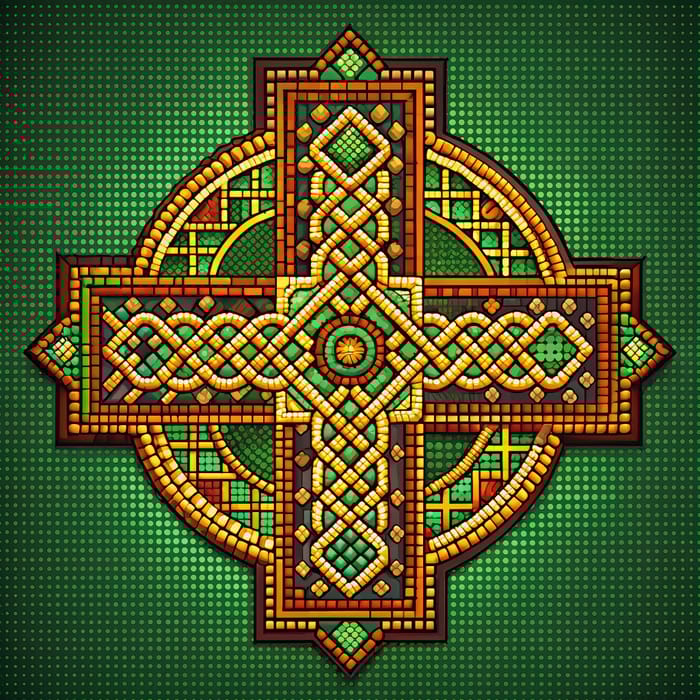 Vibrant Retro Pixel Art Celtic Cross