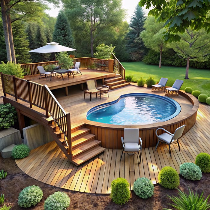 Stunning 3D Backyard Design with Pool and Deck Stunning 3D Backyard Design with Pool and Deck