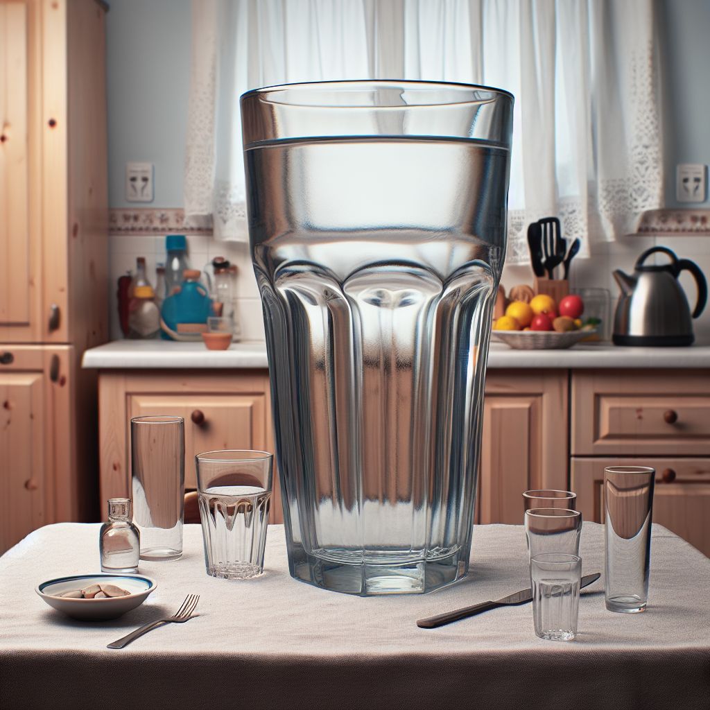 Giant Drinking Glass on Tablecloth Scale Comparison AI Art