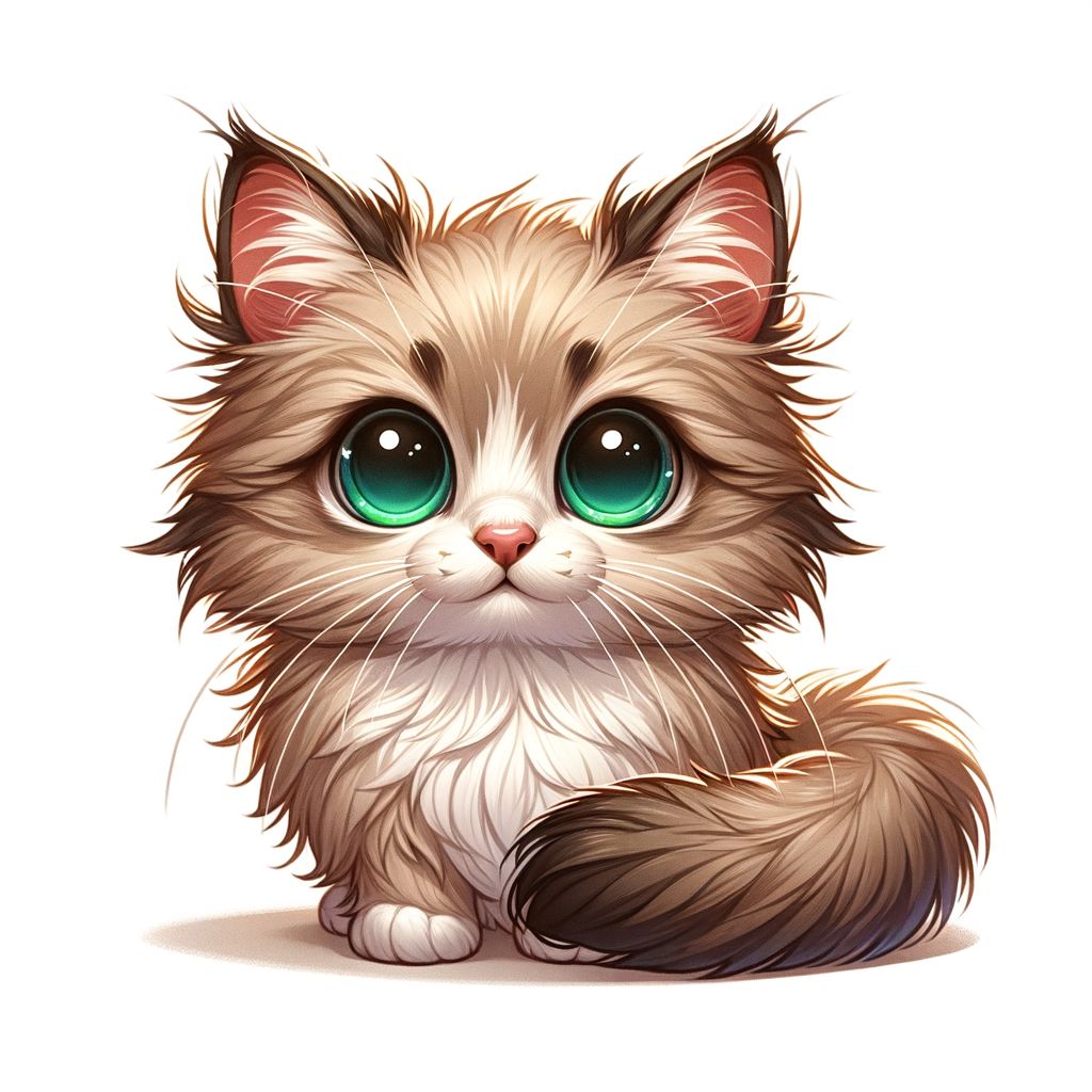 Fluffy Cat with Bright Emerald Eyes - Charming Feline | AI Art ...