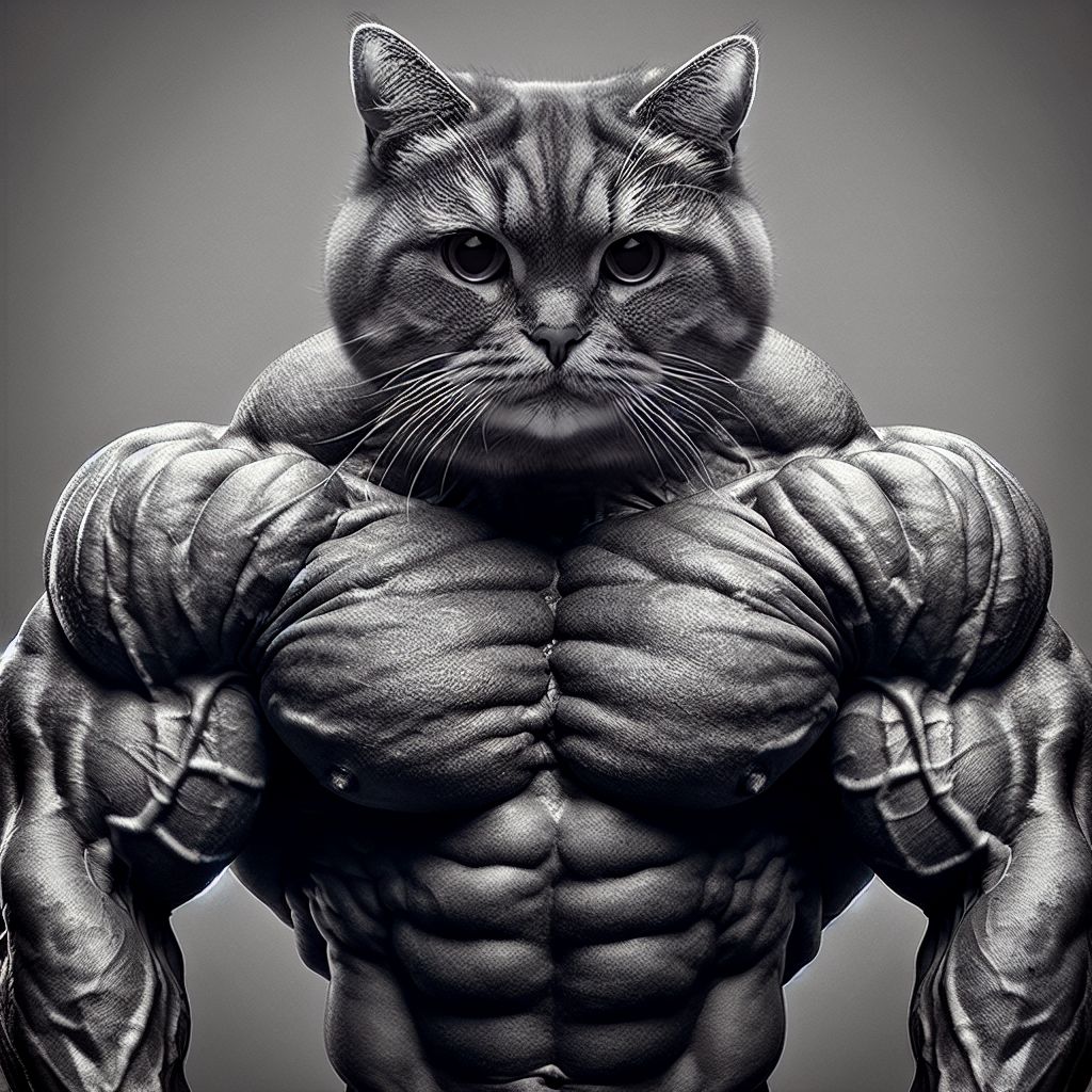 Powerful Cat with Imposing Muscles and Determined Eyes | AI Art ...