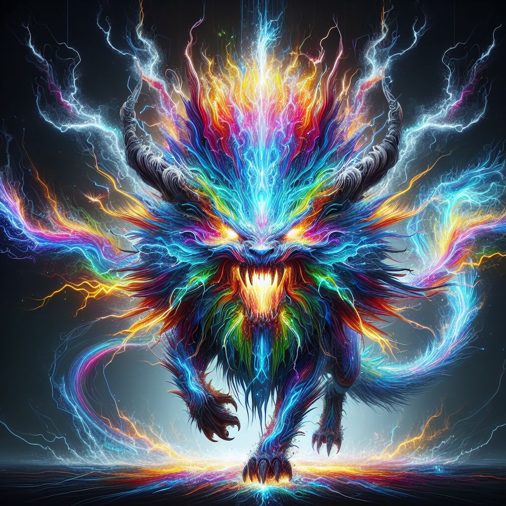 Electrifying Beast: Vibrant Colors & Energy Surge | AI Art Generator ...