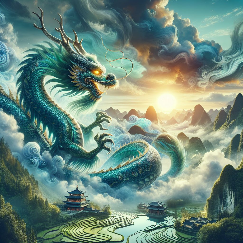 Majestic Chinese Dragon Soaring in Mystical Skies | AI Art Generator ...