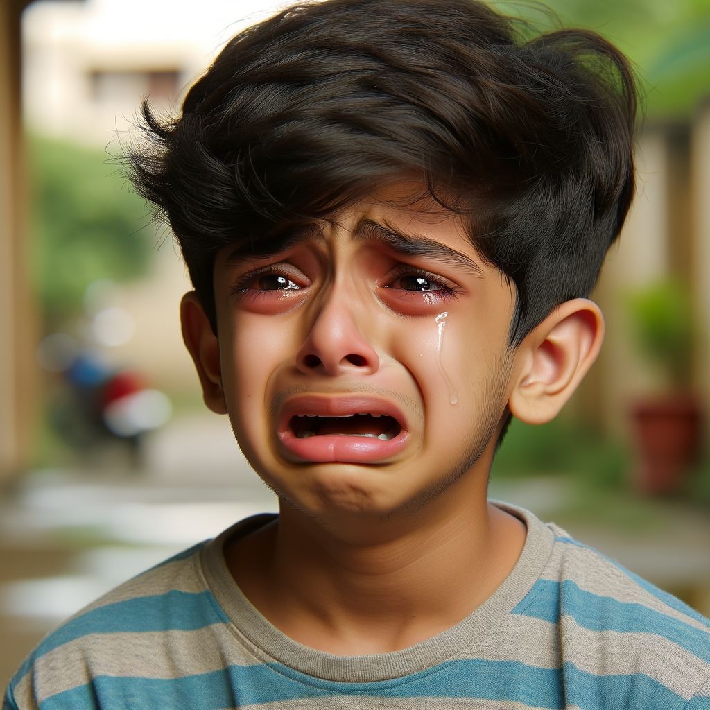 South Asian Boy Crying: Emotional Portraits | AI Art Generator | Easy ...