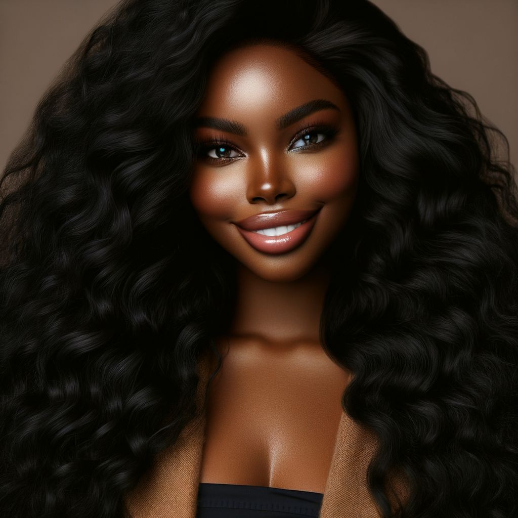 Radiant DarkSkinned Lady Celebrating Natural Beauty AI Art Generator