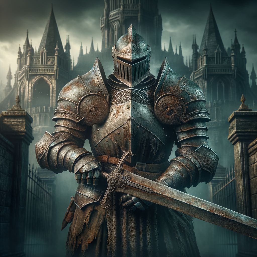 Free Photo Prompt  Knight in Plate Armor on Battlefield