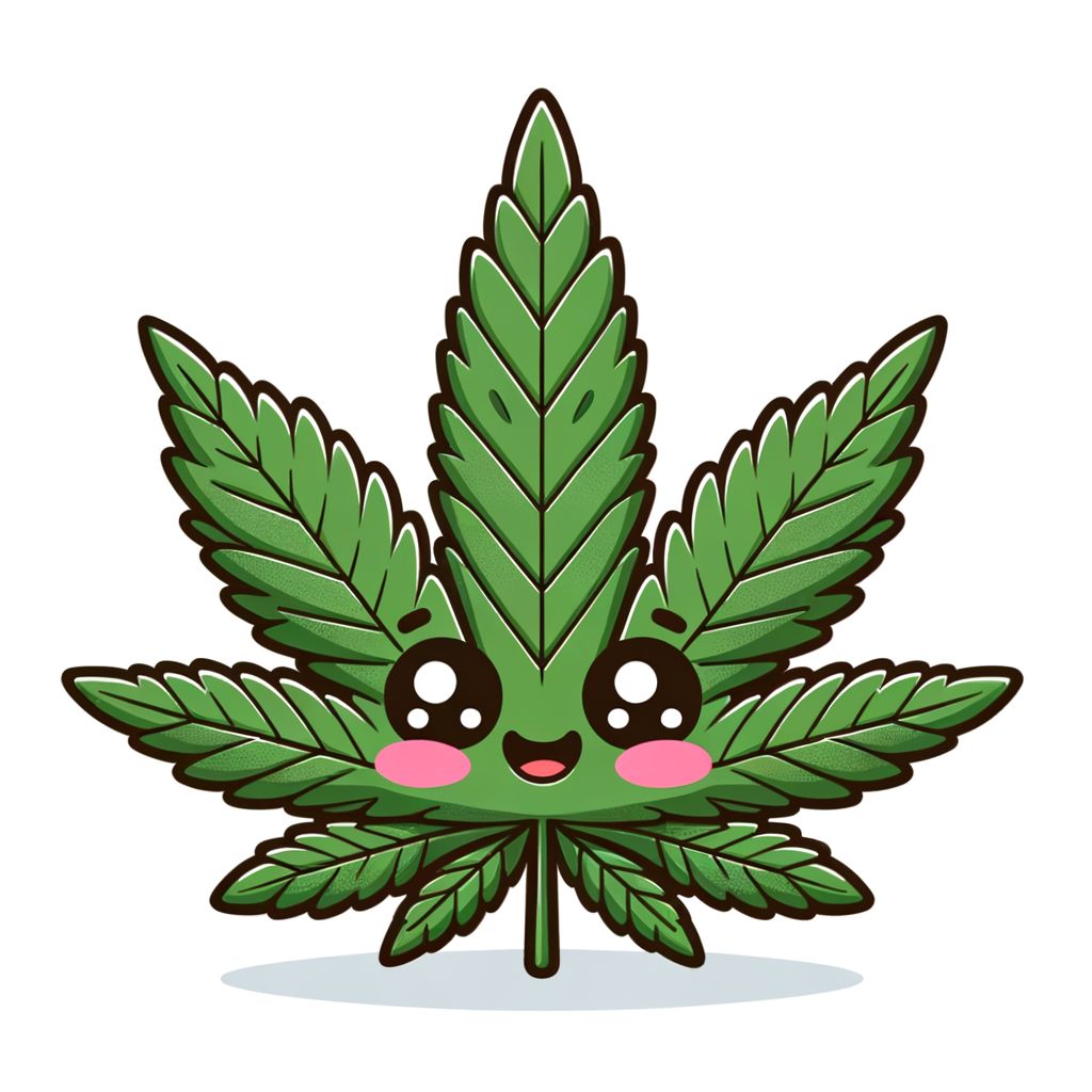 Cute Cannabis Leaf Illustration With Smiling Kawaii Style 