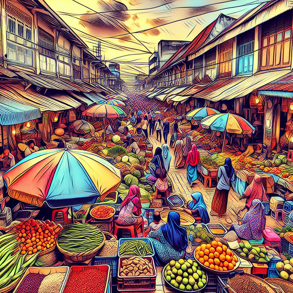 Vibrant Street Market Scene in Nusantra | Local Life Richness | AI Art ...