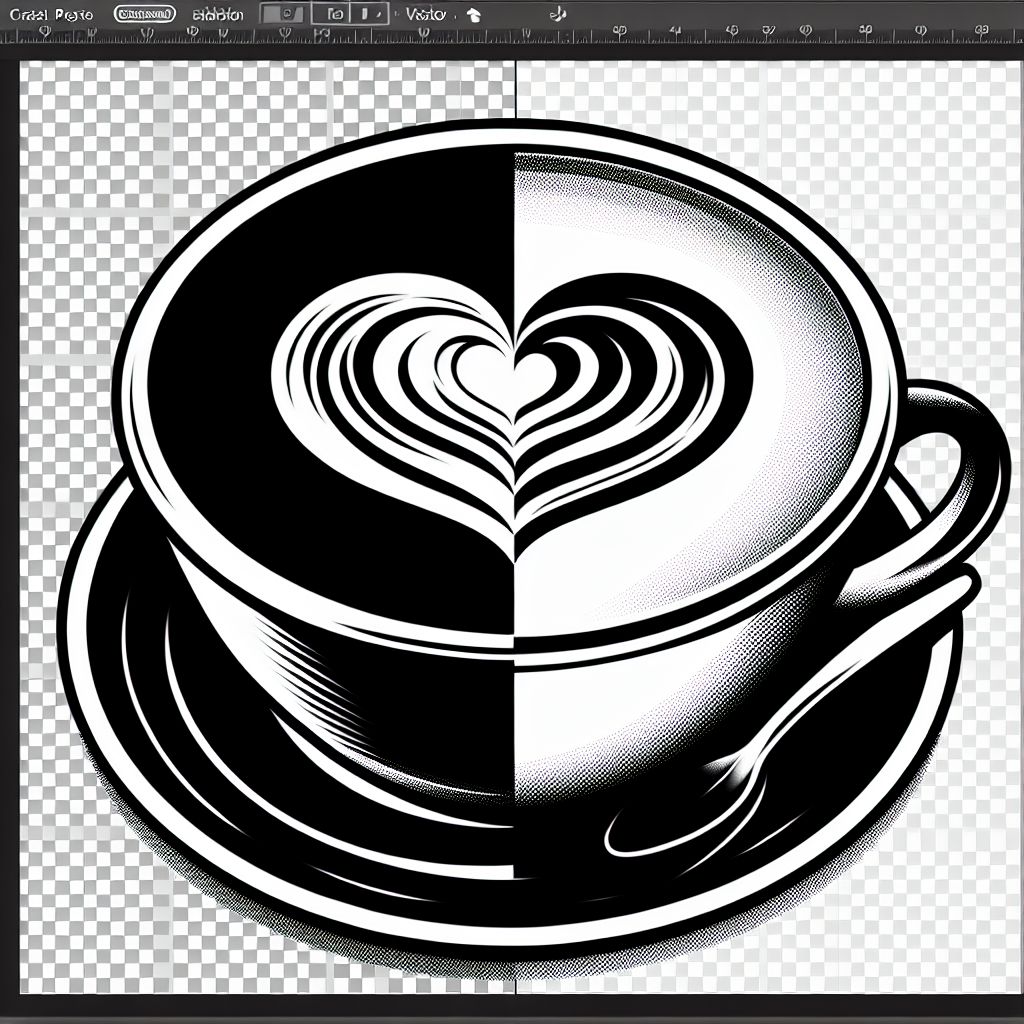 Black and White Coffee Cup with Heart Design - Latte Art Vector Image ...