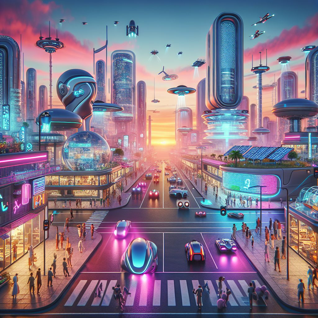 Futuristic Cityscape Vision 2025 Vibrant Urban Life AI Art Generator