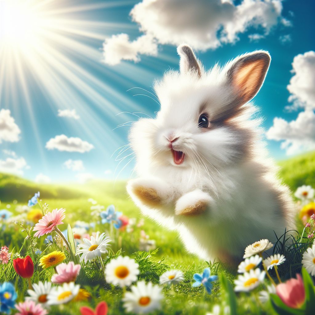 Joyful Rabbit Hopping in Lush Meadow | Wildlife Photography | AI Art ...