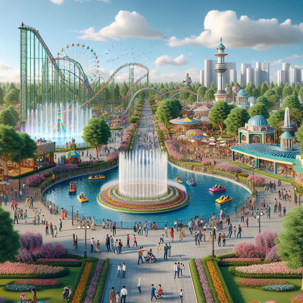 Vibrant City Park in Hindaun with Roller Coaster and Water Fountain ...