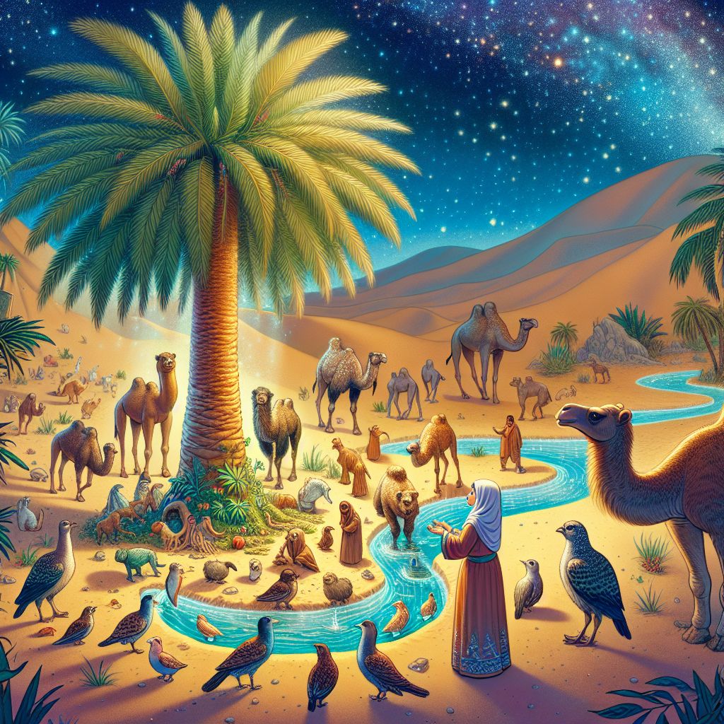 Wise Palm: A Vibrant Oasis Tale of Wisdom and Conservation | AI Art