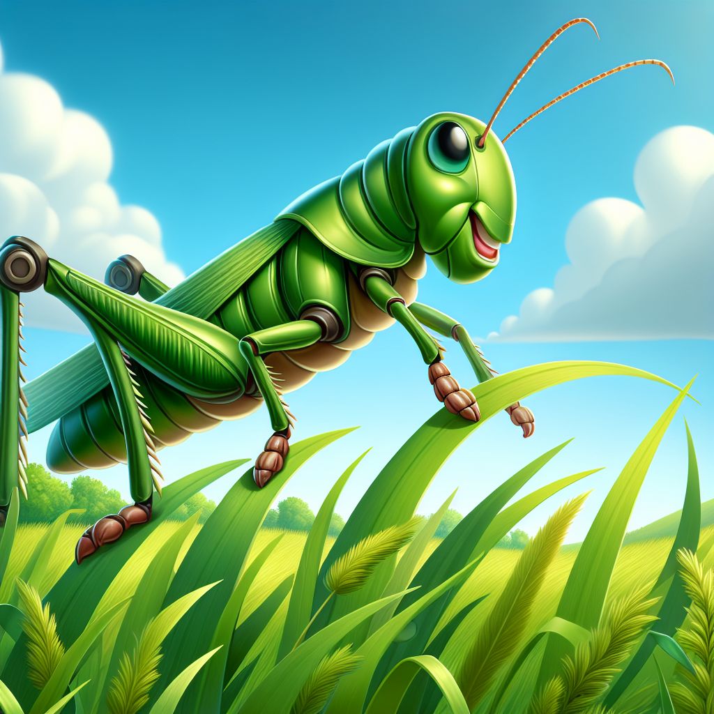 Grasshopper Animated Tale in Verdant Meadow | AI Art Generator | Easy ...