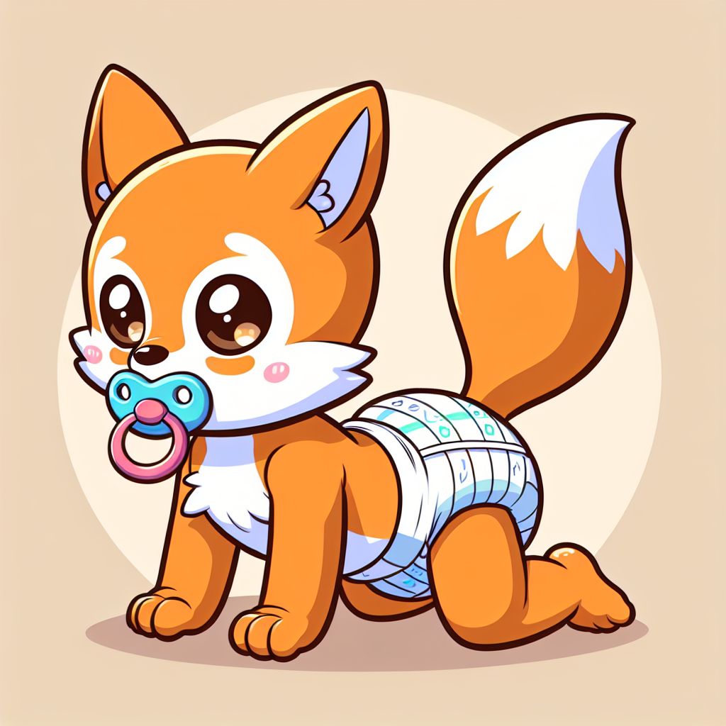 Newly Born Cartoon Fox in Diaper Crawling | AI Art Generator | Easy