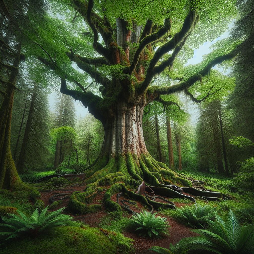 Ancient Tree in Lush Forest - Majestic Nature Scene | AI Art Generator ...