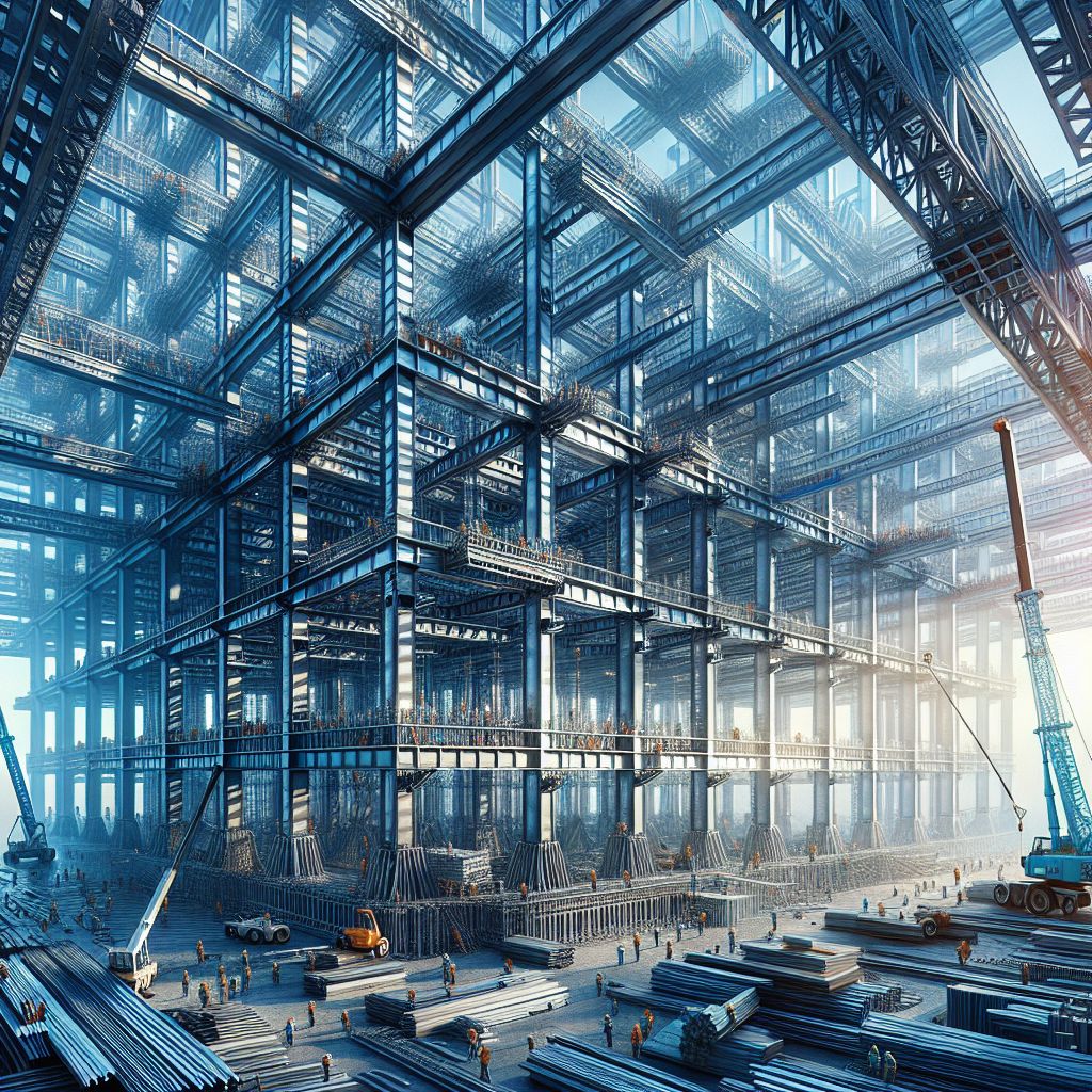 Modern Engineering Excellence Steel Structure Construction Site Ai